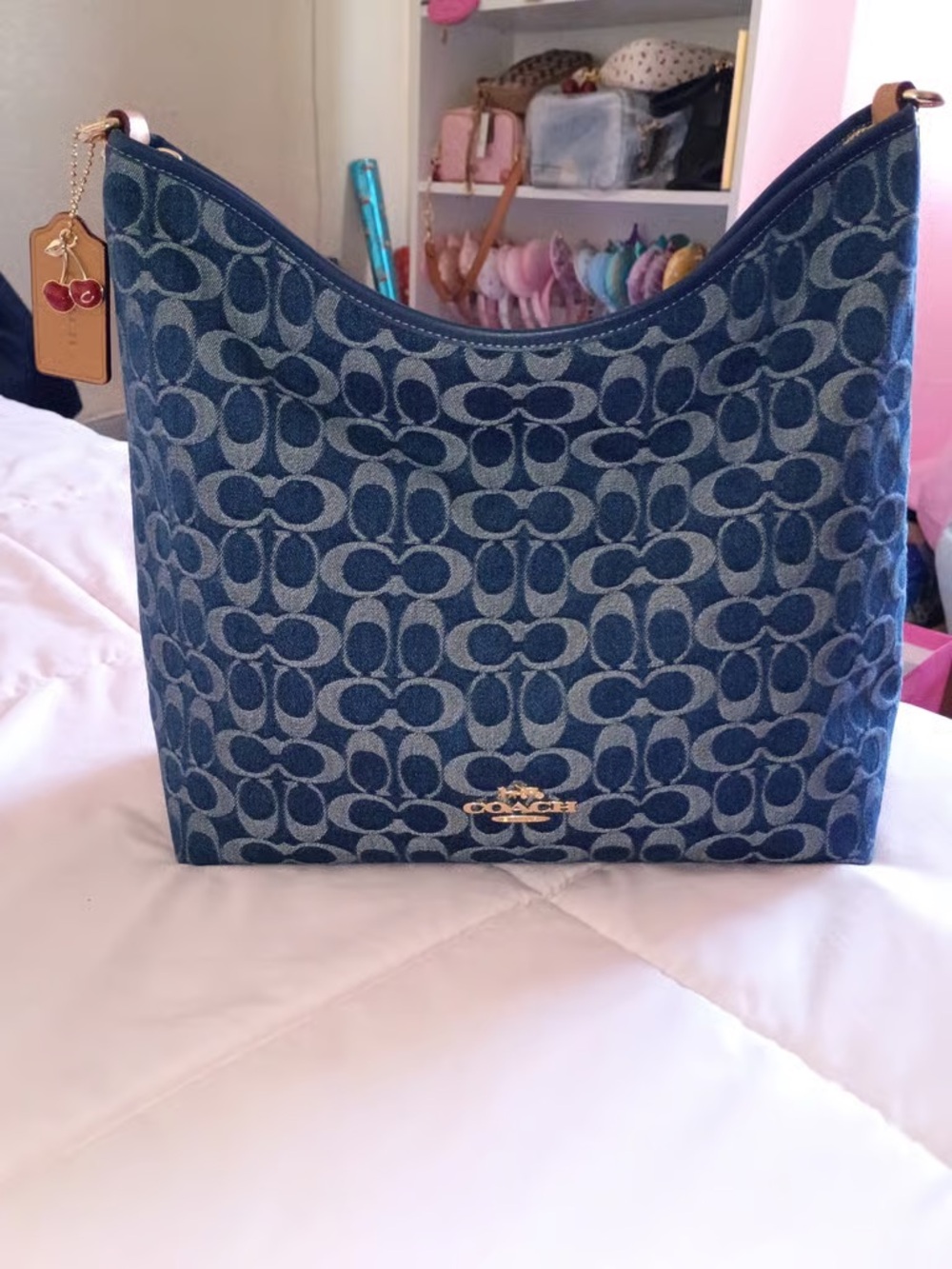 Coach Denim Signature Hobo Shoulder Bag in Blue